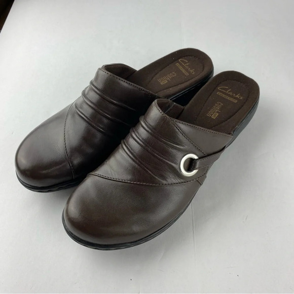 Clarks Collection Womens 7.5 Brown Leather Leisa Bliss Slip On Mules - Picture 3 of 6